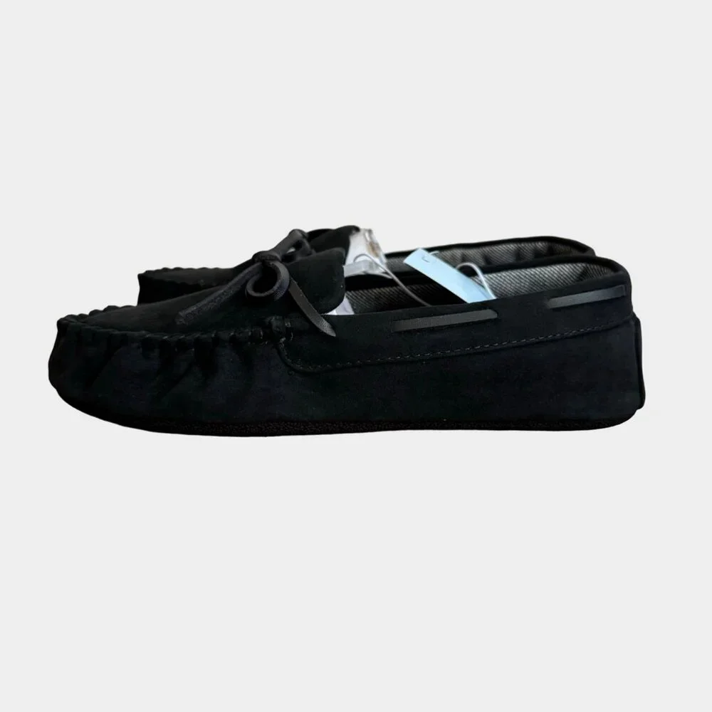 NEW Cat & Jack Boys' Lionel Moccasin Slippers - Black - Size 5